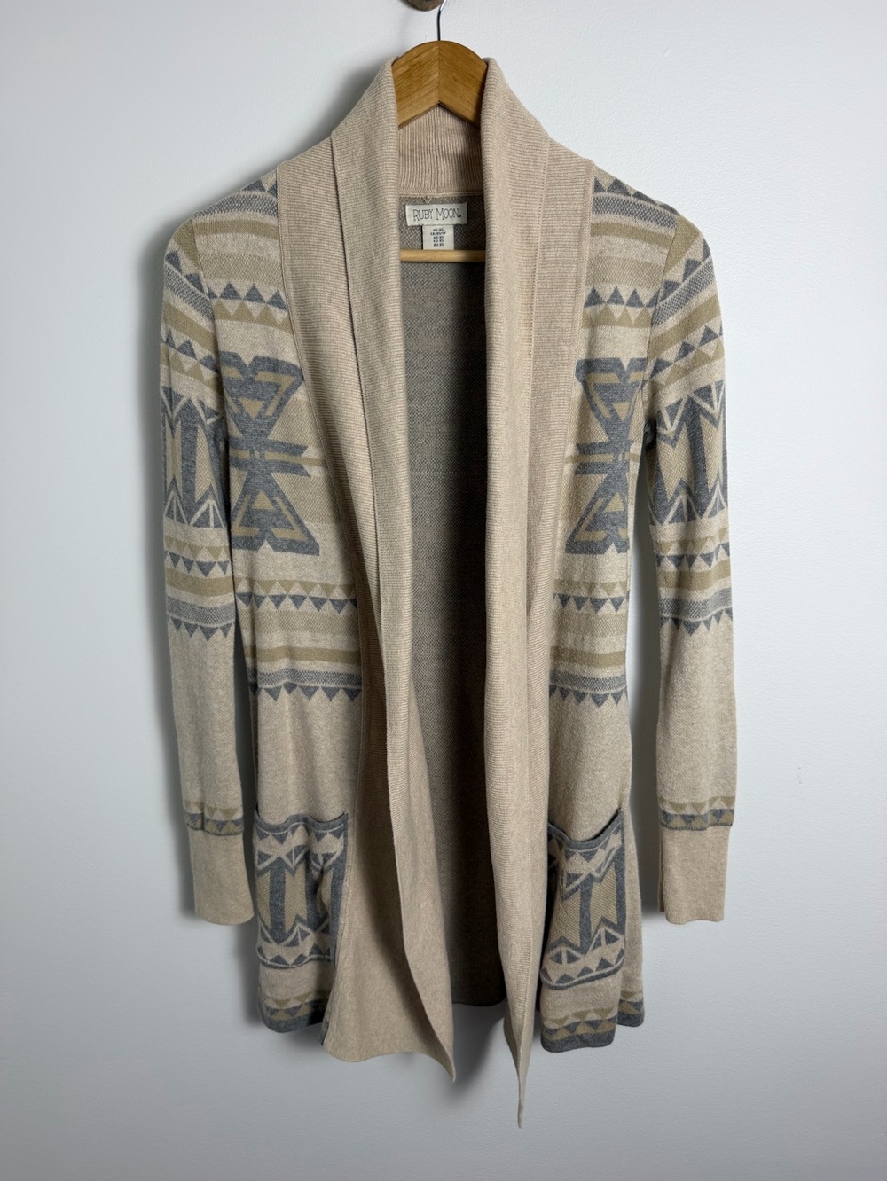 Southwestern Geometric Longline Cardigan Cotton XS